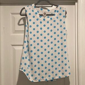Anne Klein Pale Blue Polka Dot Top - Size L